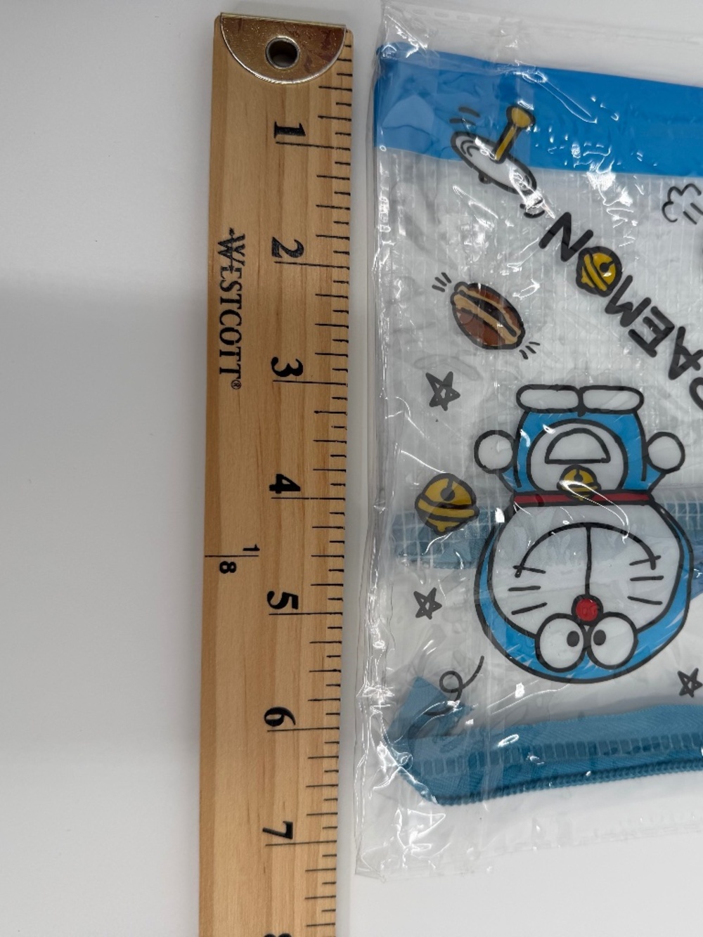 Doraemon PVC Mesh Pouch NEW Bag Zipper Medium Blue Clear - Picture 8 of 9